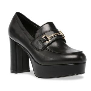 Steve Madden Platform Heel Loafer with Gold Buckle